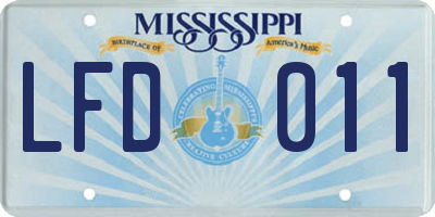 MS license plate LFD011
