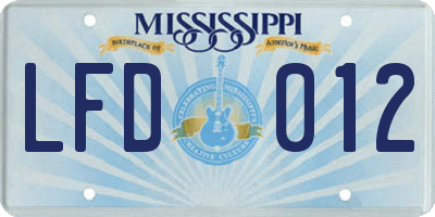MS license plate LFD012