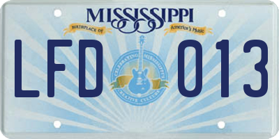 MS license plate LFD013