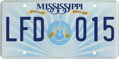 MS license plate LFD015