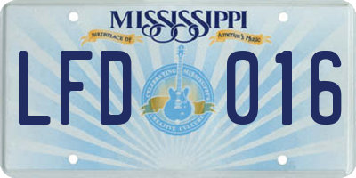 MS license plate LFD016