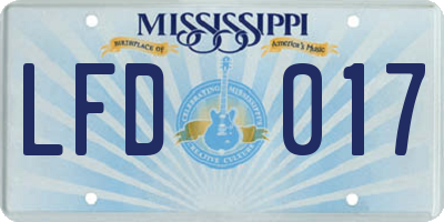 MS license plate LFD017
