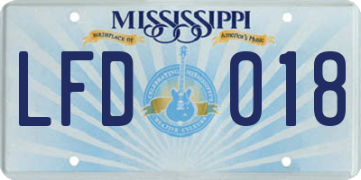 MS license plate LFD018