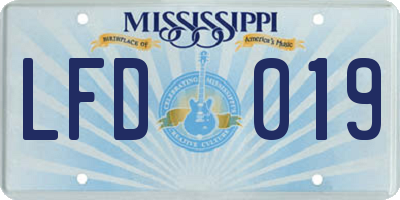 MS license plate LFD019