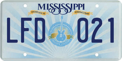MS license plate LFD021