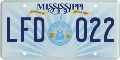 MS license plate LFD022