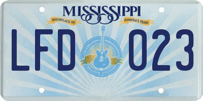 MS license plate LFD023