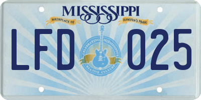 MS license plate LFD025