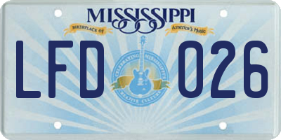 MS license plate LFD026
