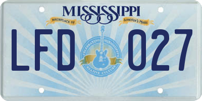 MS license plate LFD027