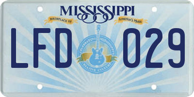 MS license plate LFD029