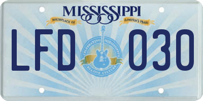 MS license plate LFD030