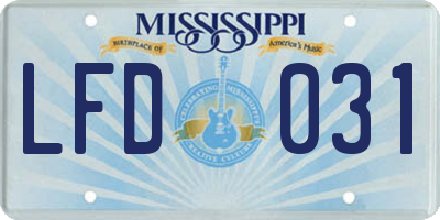 MS license plate LFD031
