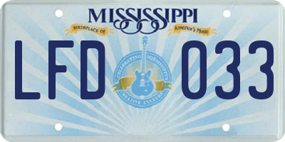 MS license plate LFD033