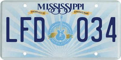 MS license plate LFD034