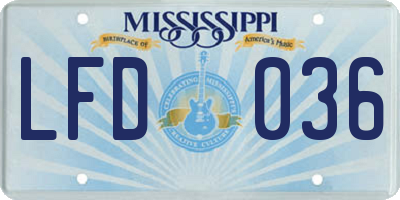 MS license plate LFD036