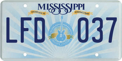 MS license plate LFD037