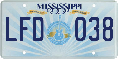 MS license plate LFD038