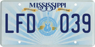 MS license plate LFD039