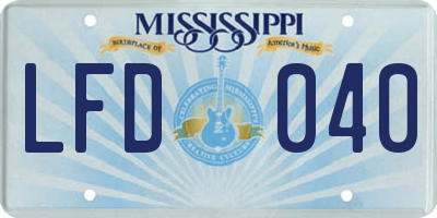 MS license plate LFD040