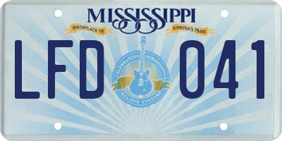 MS license plate LFD041