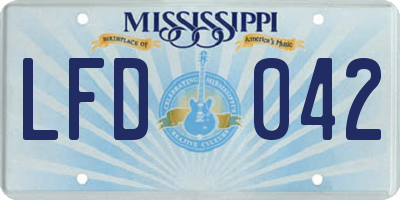 MS license plate LFD042