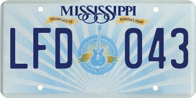 MS license plate LFD043