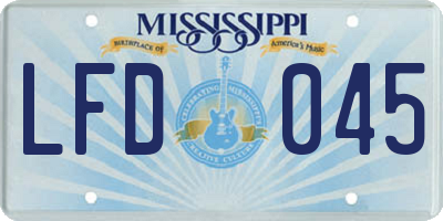 MS license plate LFD045