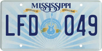 MS license plate LFD049