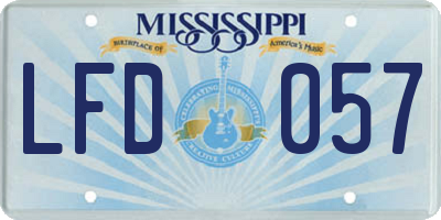 MS license plate LFD057