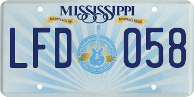 MS license plate LFD058