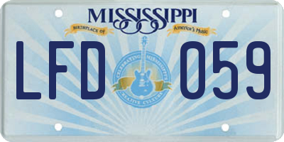 MS license plate LFD059