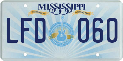 MS license plate LFD060