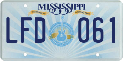 MS license plate LFD061