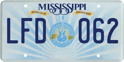 MS license plate LFD062