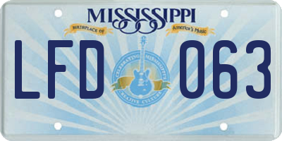 MS license plate LFD063
