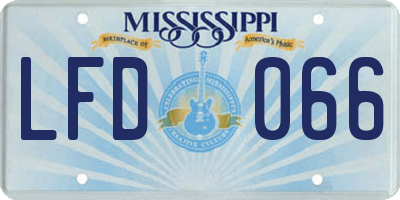 MS license plate LFD066