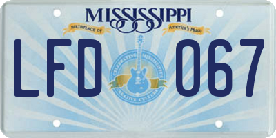 MS license plate LFD067