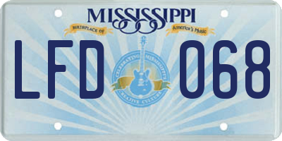 MS license plate LFD068