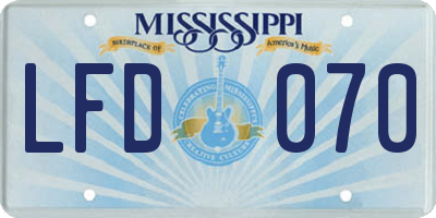 MS license plate LFD070