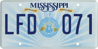 MS license plate LFD071