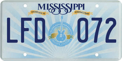 MS license plate LFD072