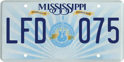MS license plate LFD075