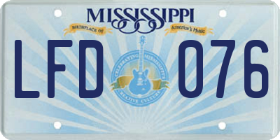 MS license plate LFD076