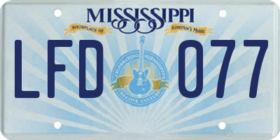 MS license plate LFD077