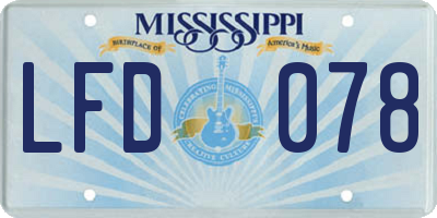 MS license plate LFD078