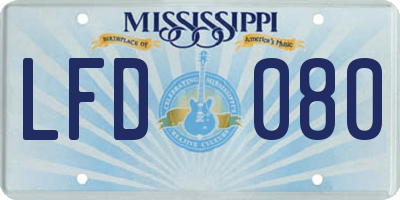 MS license plate LFD080