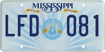 MS license plate LFD081
