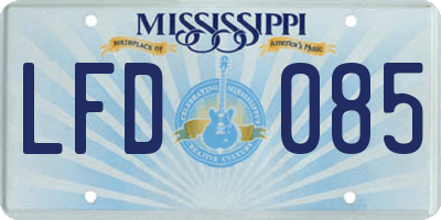 MS license plate LFD085