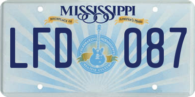MS license plate LFD087